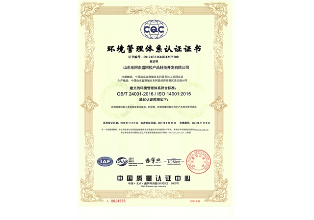 14001环境管理体系认证证书