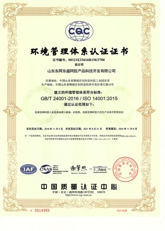14001环境管理体系认证证书
